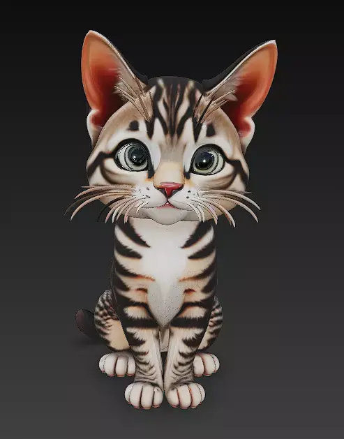 Cat Kitten Realistic 3D Model Basic - Low Poly Realistic Low-poly 3D model 3