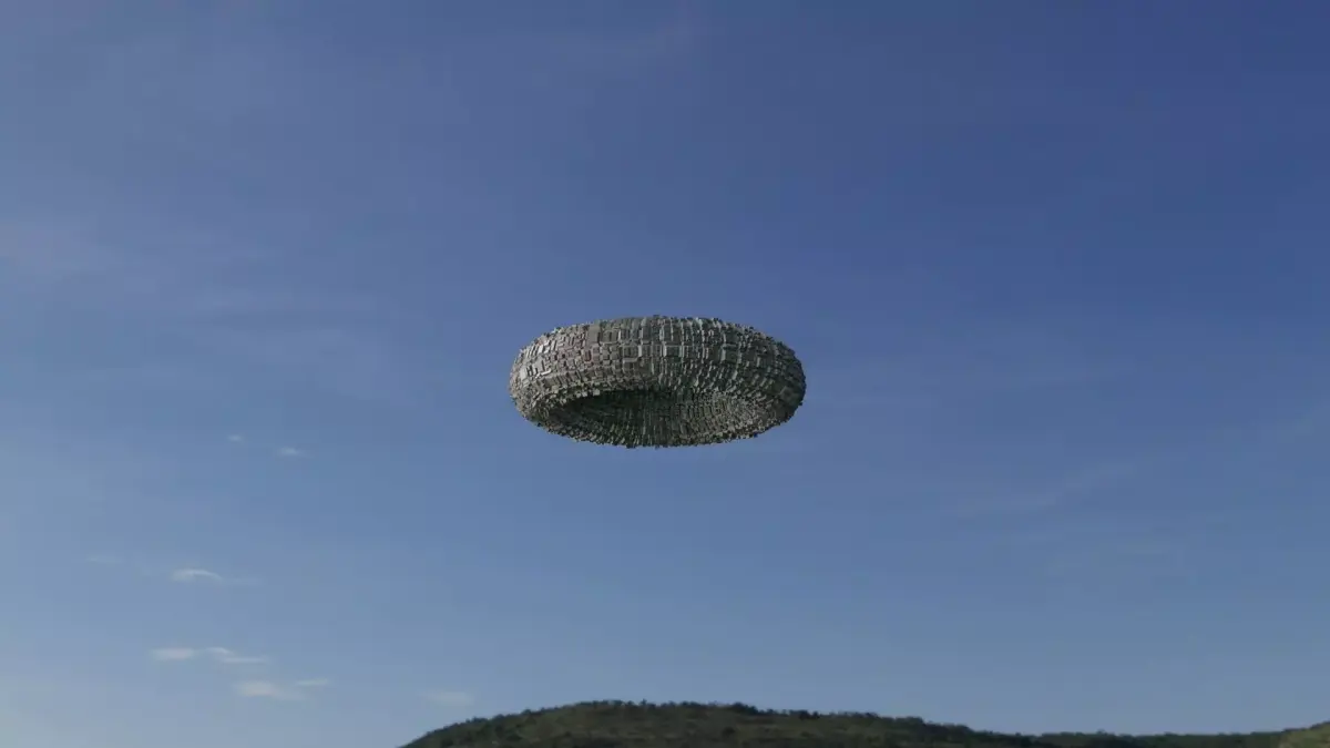 Ufo 3D model ring flying in sky 3D model