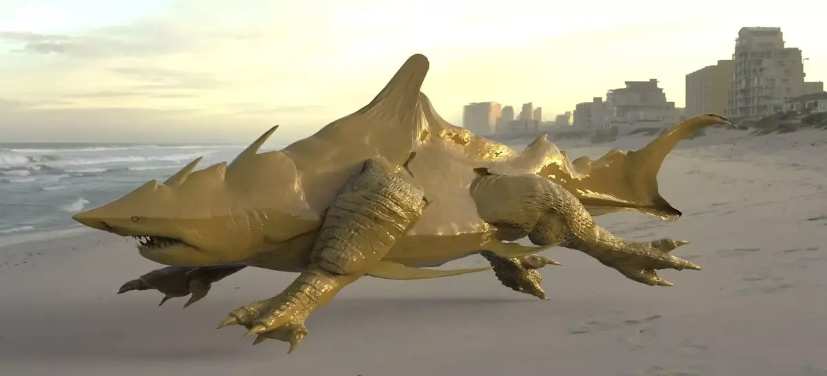 Megalodon Dragon Hybrid  longer with UVs 3D 3D model