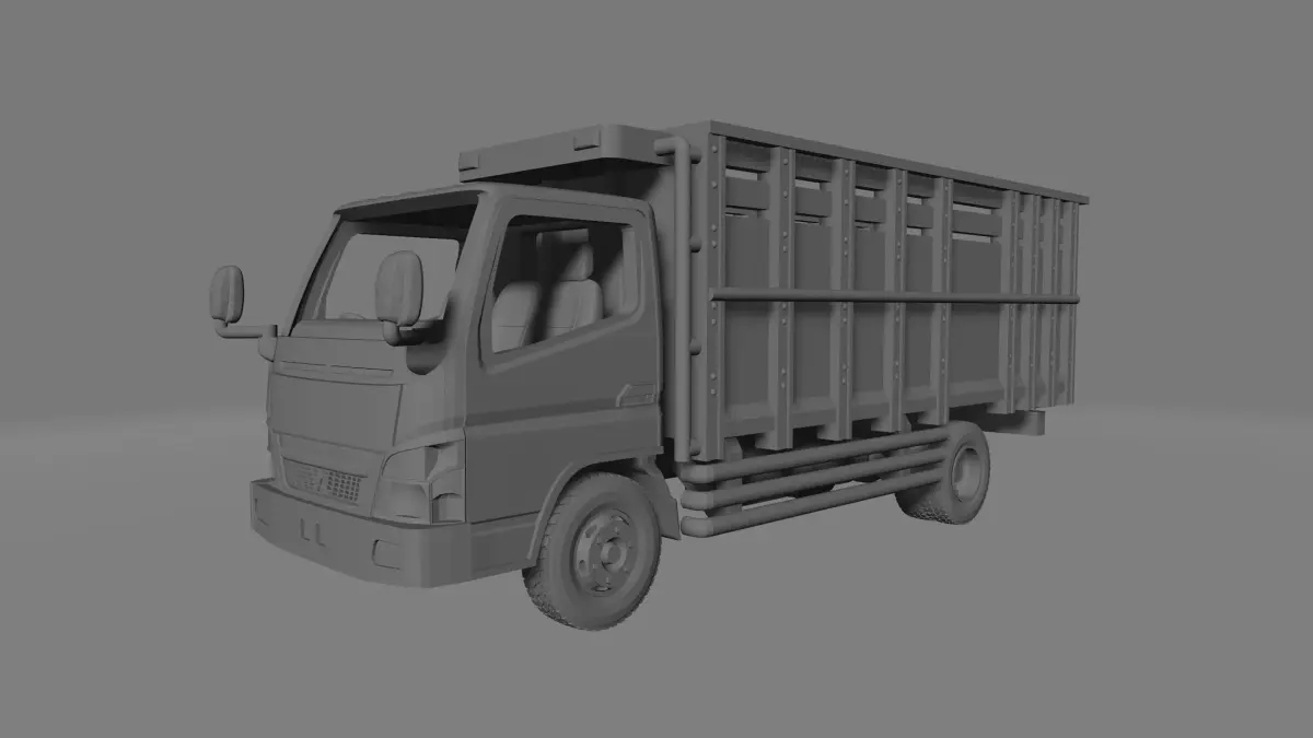 Mitsubishi Fuso Canter FE Wooden Cargo Bed Truck 3D print model