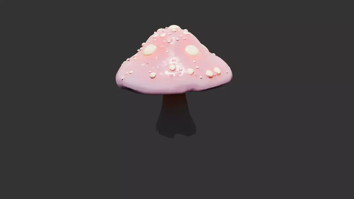 Giant Mushroom with Glowing Cap and Insects Low-poly 3D model