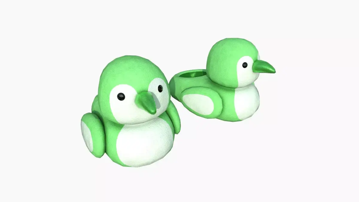 Slippers J04 Green Bird - Costume Character Design Low-poly 3D model