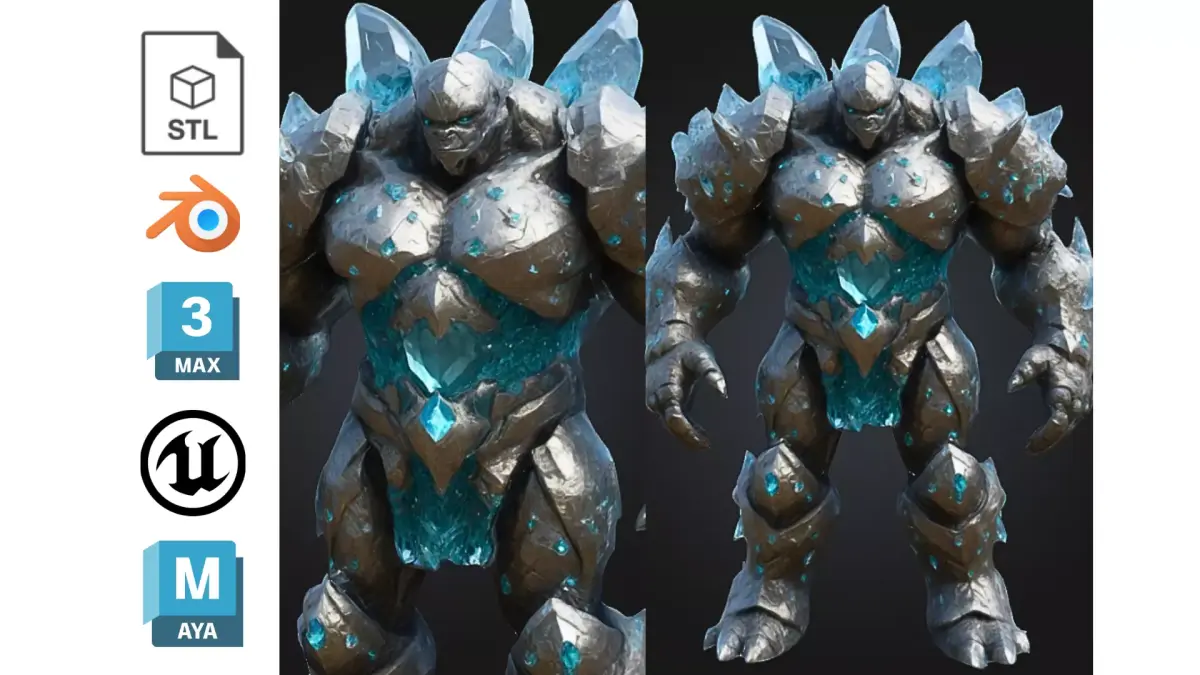 Crystal Golem Rock Monster Low-poly 3D model