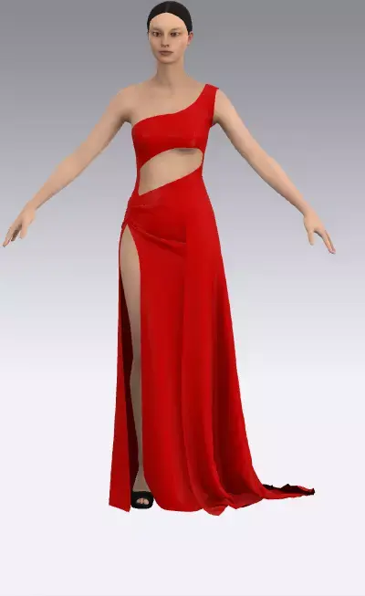 Dress  asymetric belt paneled elastic slit skirt  Low-poly 3D model