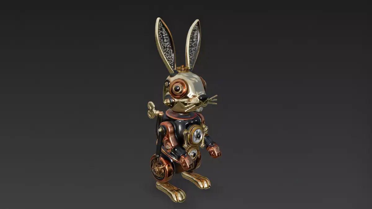 Stylized Wind-Up Rabbit Toy 3D Model 3D model