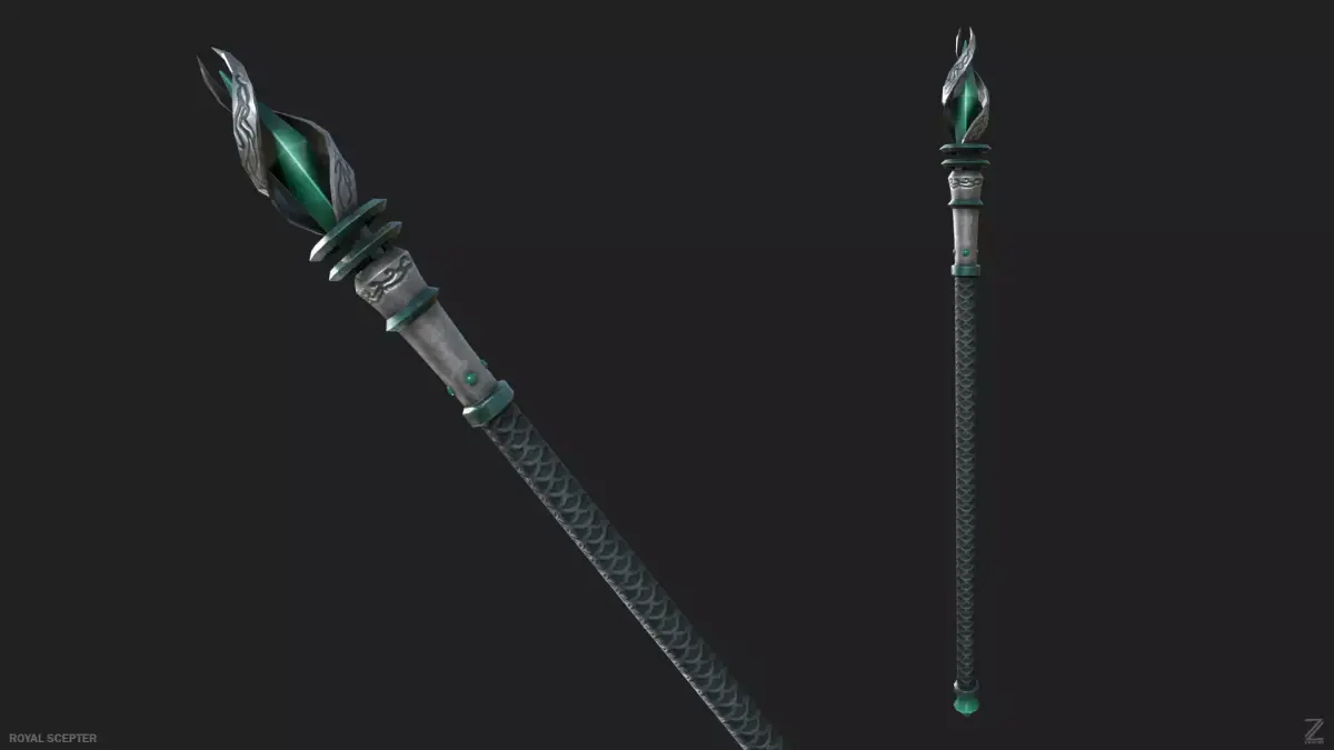 Royal scepter Low-poly 3D model