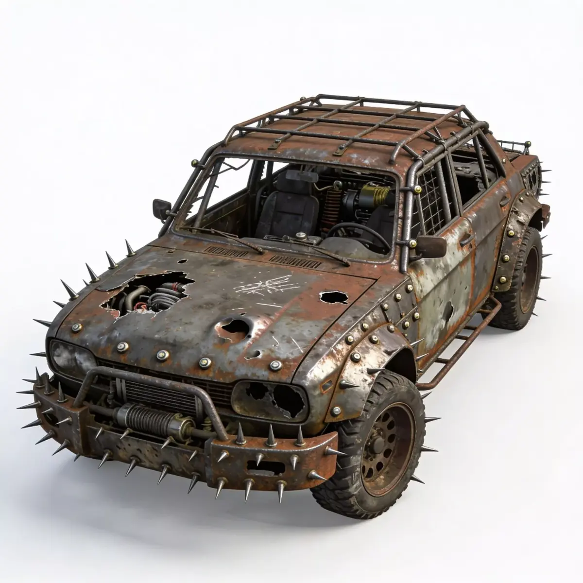 Post-Apocalyptic Raider Sedan 3D Model Low-poly 3D model