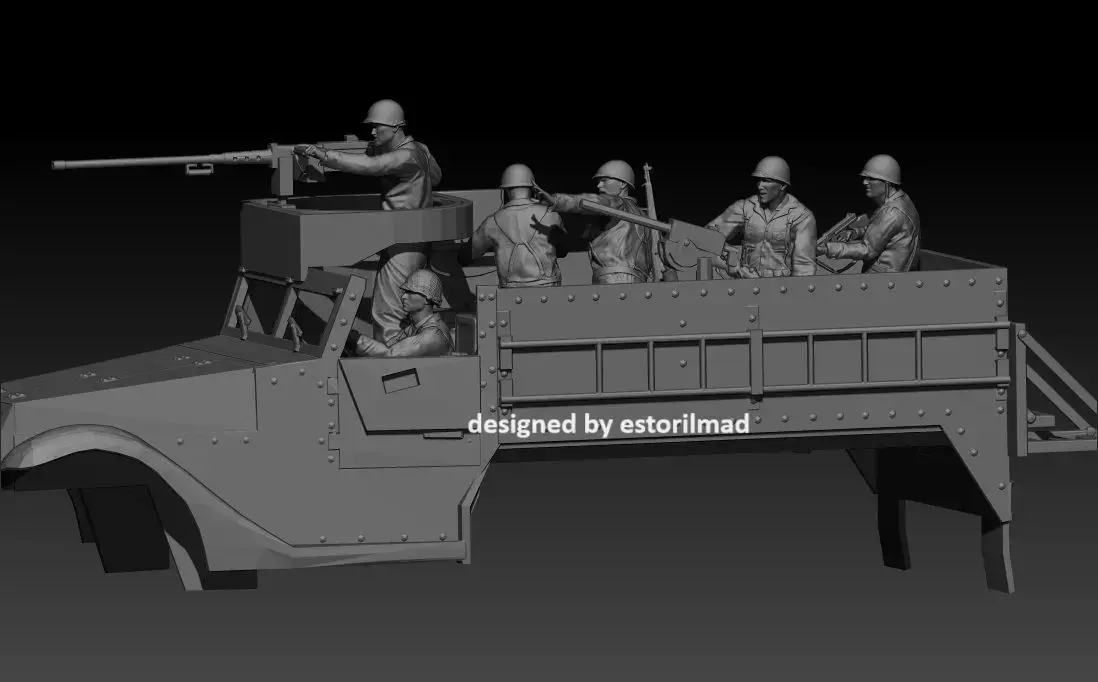 6 AMERICAN SOLDIER IN HALF-TRACK ACTION 3D print model
