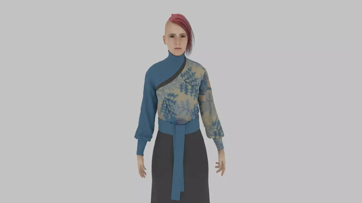 woman in asian clothes Low-poly 3D model