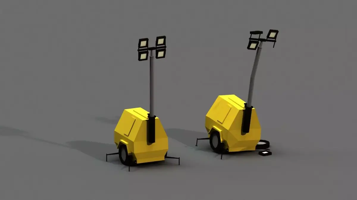 Post Apocalyptic Light Generator Low-poly 3D model