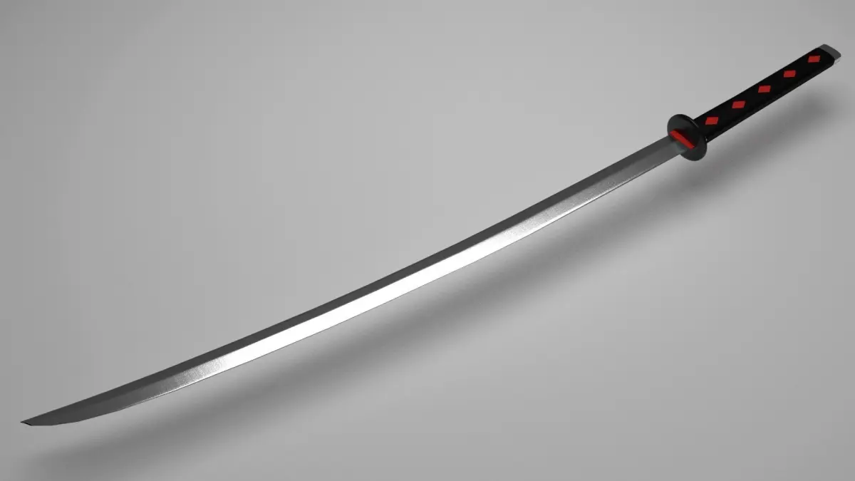Black Hilt Katana Low-poly 3D model