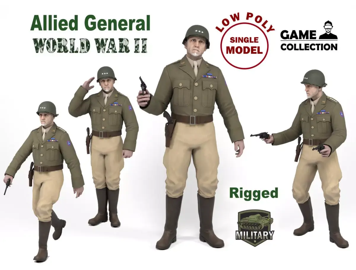 Allied General Low-poly 3D model