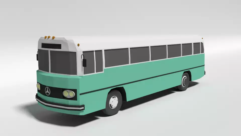 Low Poly Cartoon Retro Bus Low-poly 3D model