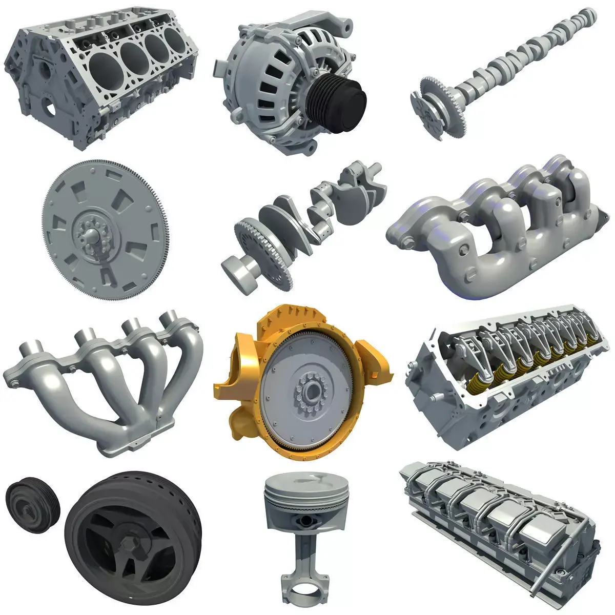 12 Engine Part Models 3D model