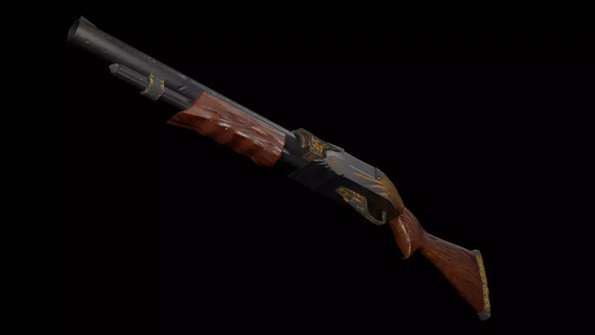 Shotgun Gold Angel  LOW POLY Low-poly 3D model