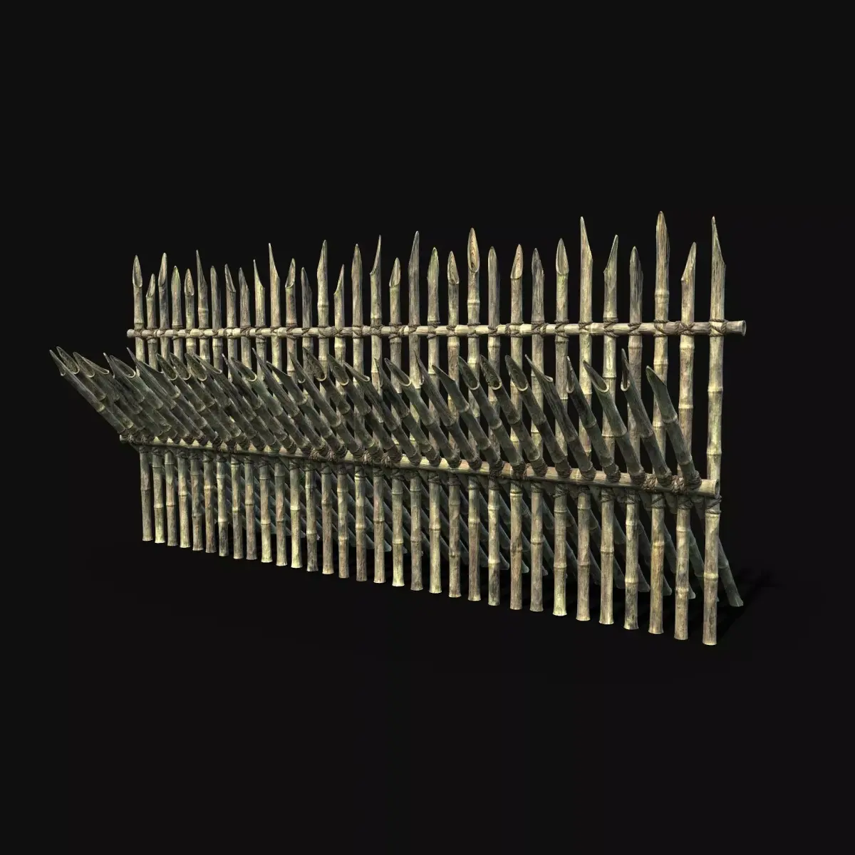 BAMBOO PALISADE FENCE WALLS SURVIVAL FORT GUARD CONSTRUCTION AAA Low-poly 3D model