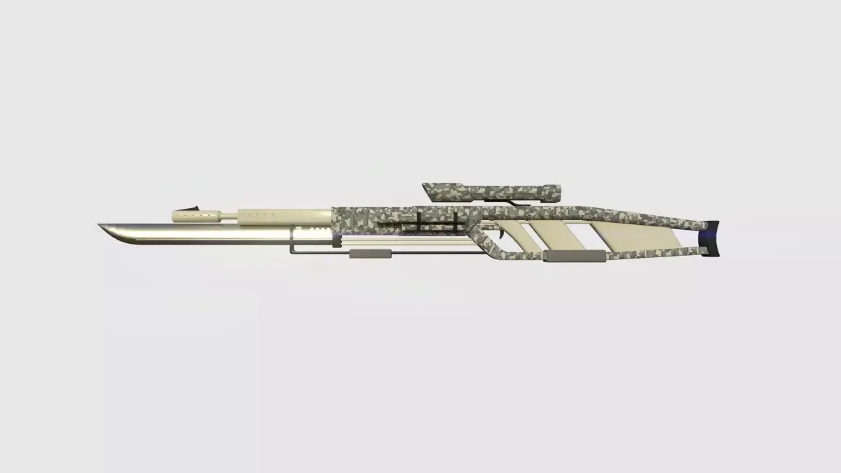 SciFi Sniper Gunblade A09 Digital Camouflage - Fiction Weaponry Low-poly 3D model