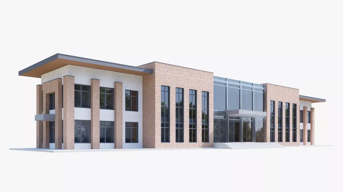 commercial building Low-poly 3D model 9