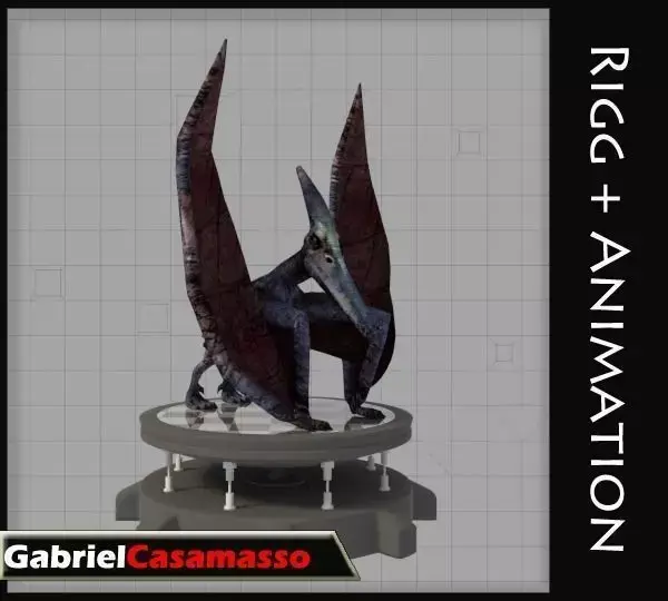 Pterodactylus dinosaurs flying in sky 3D model