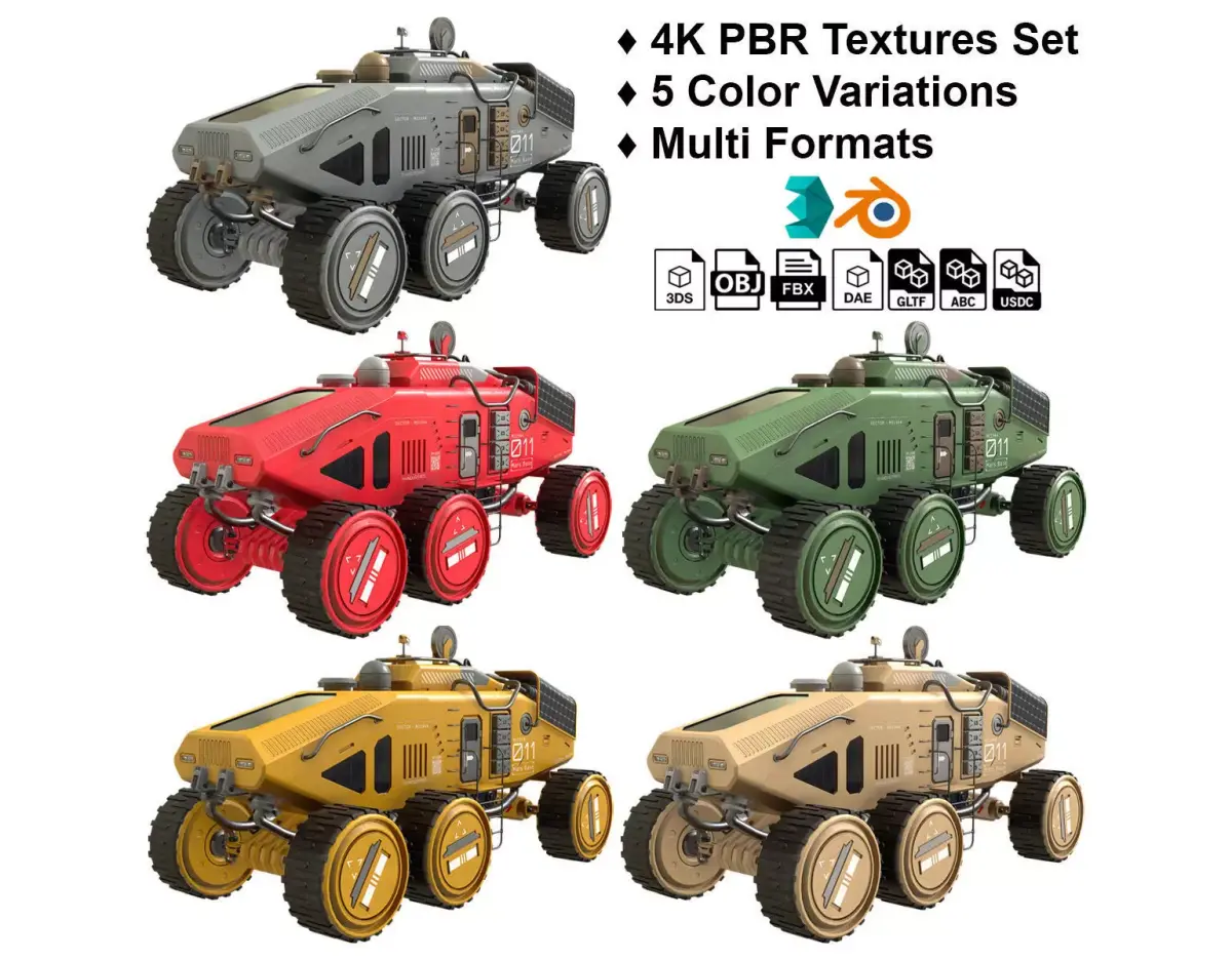 Mars Rover Concept-2-All Colors 3D Model Pack purchase