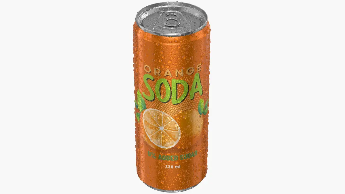 Sleek Soda Can With Droplets 330ml 3D model