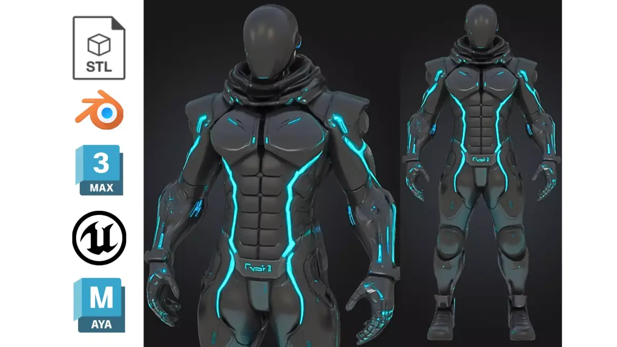 Sci Fi Tactical Cyborg Low-poly 3D model