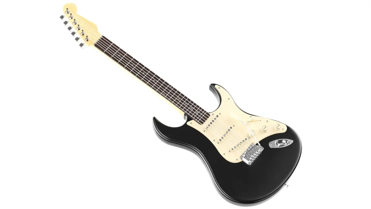 Detailed Electric Guitar Black 3D model