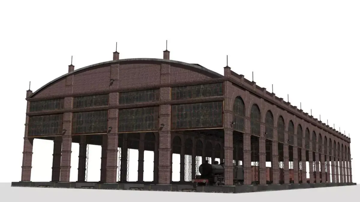 Railroad station Low-poly 3D model