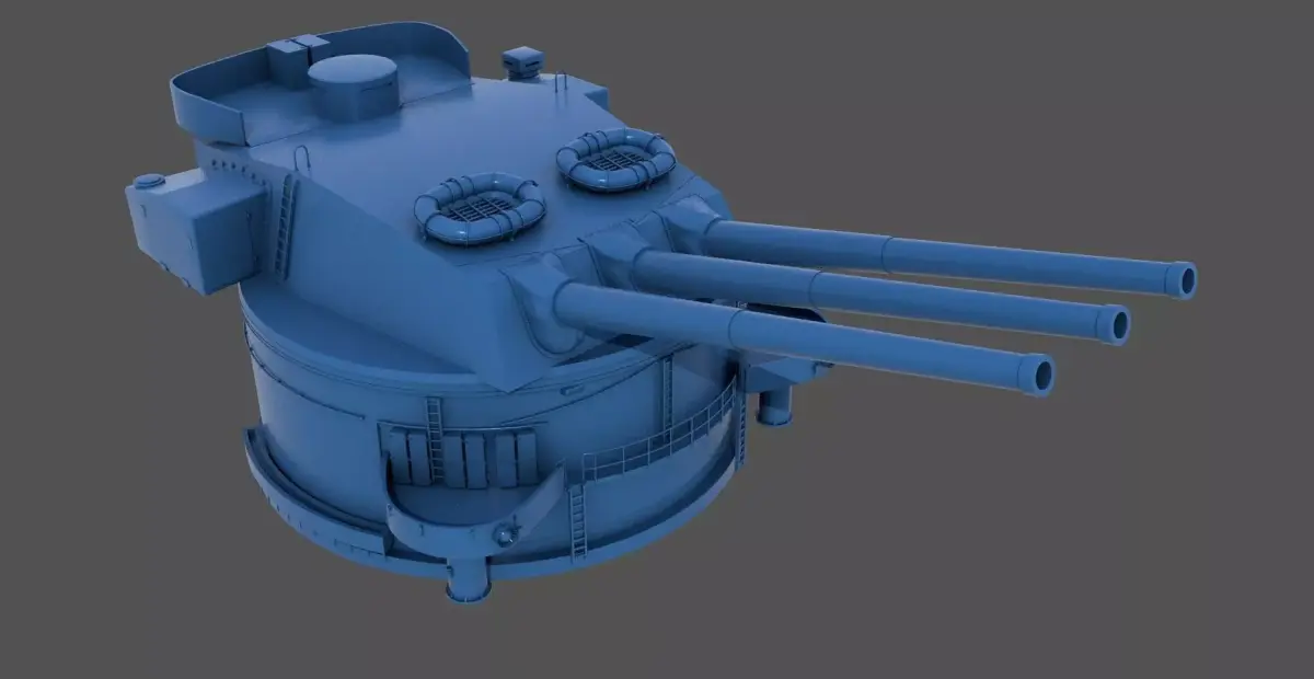 381mm WW2 Italian turret n2 - Commercial license - 1-200 scale 3D print model