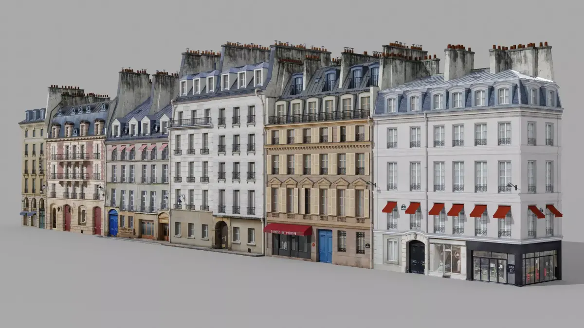Paris quarter 2 Low-poly 3D model