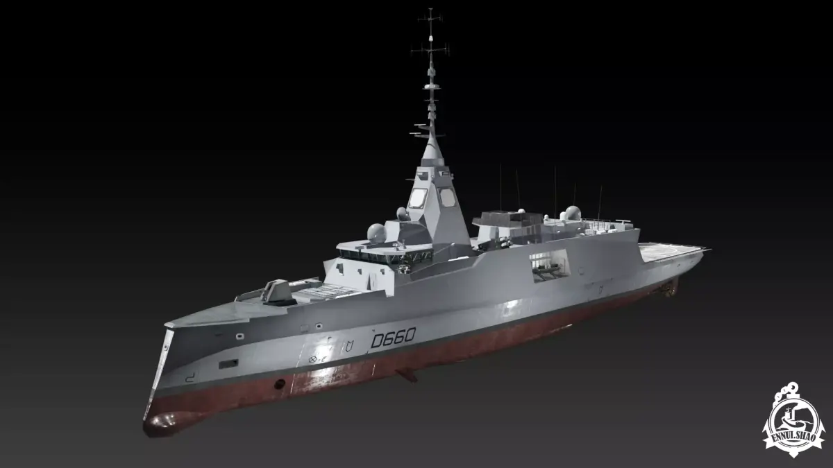 FDI frigate FS Amiral Ronarch Low-poly 3D model