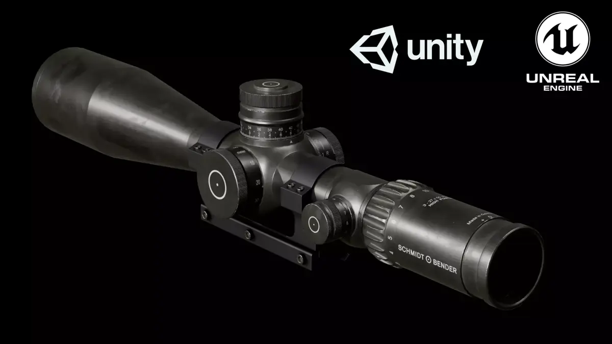 Schmidt And Bender scope with mount Low-poly 3D model
