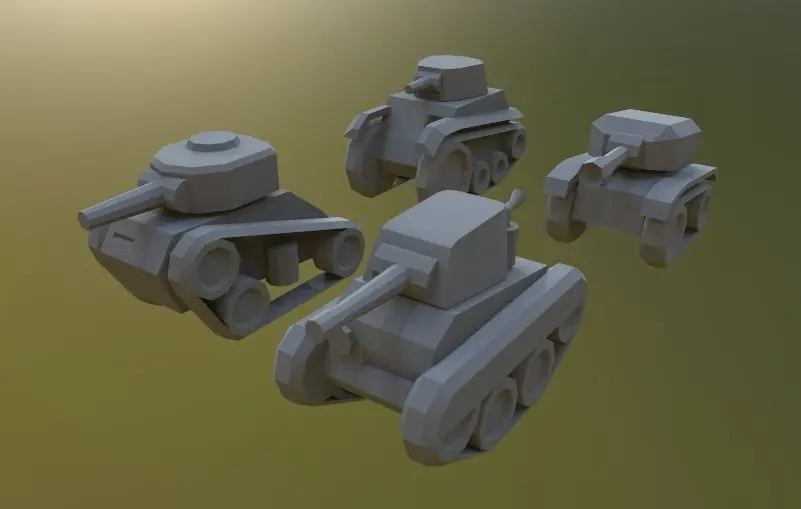 Midget Lowpoly Tanks Low-poly 3D model