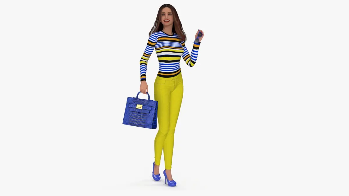Fashionable European Female with Handbag Rigged for Maya 3D model