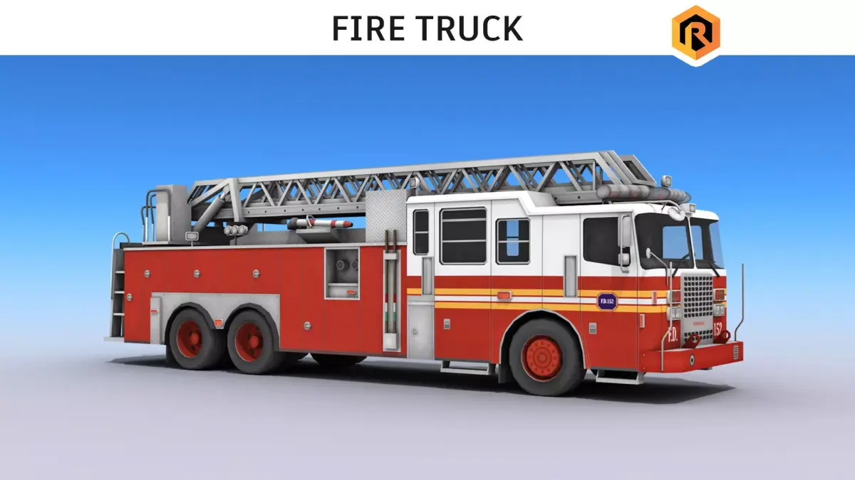 Fire Truck Low-poly 3D model