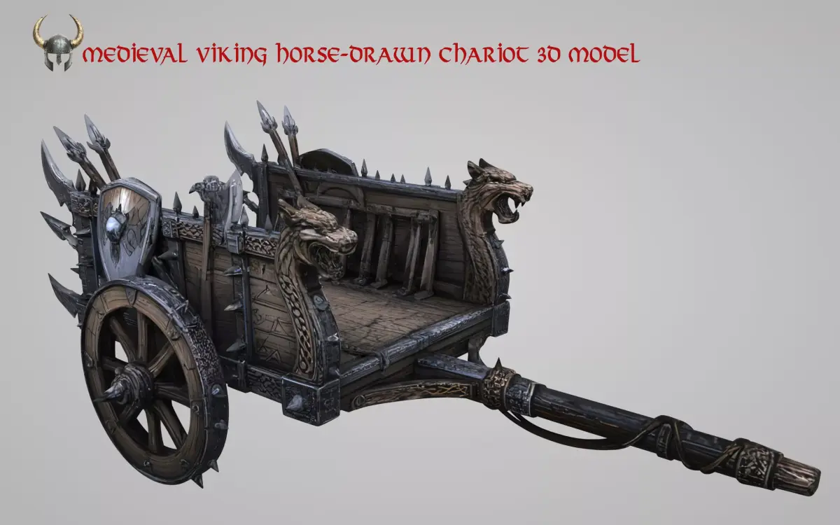 Medieval Viking horse-drawn chariot 3D model Low-poly 3D model purchase