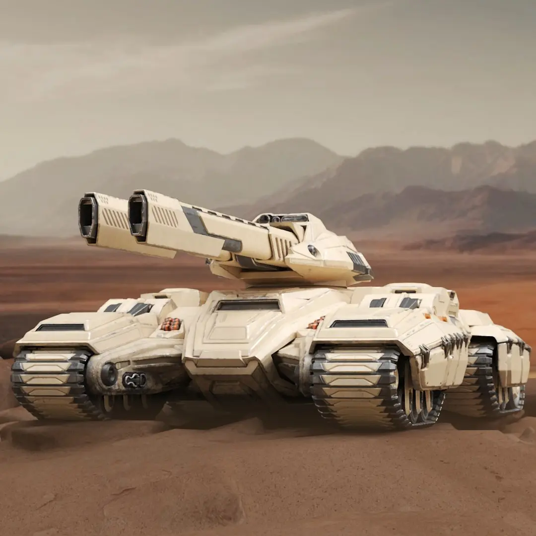 Sci Fi Artillery Battle Tank Sand Color  purchase 3D model