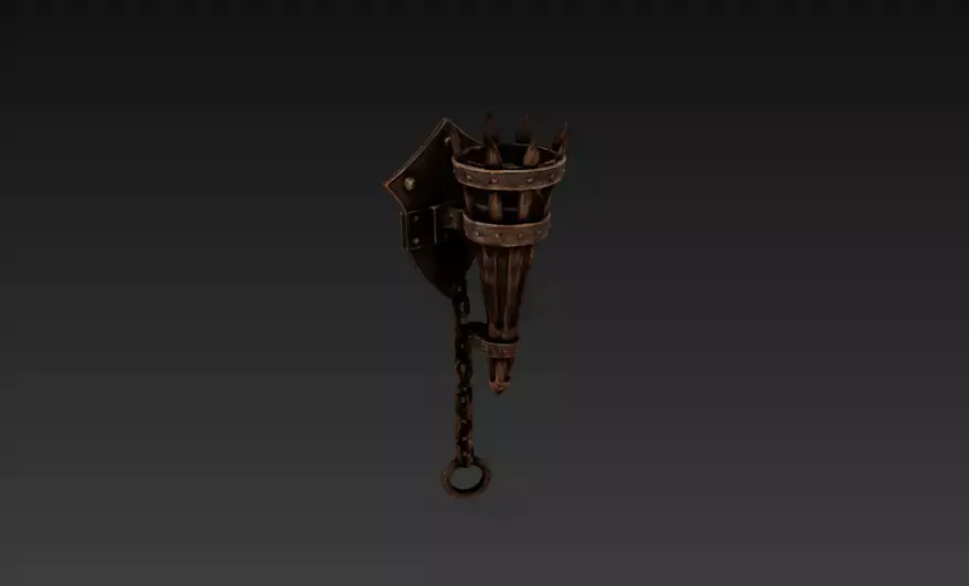 Medieval Torch Holder - Iron Wall Sconce PBR Low Poly Game Ready Low-poly 3D model