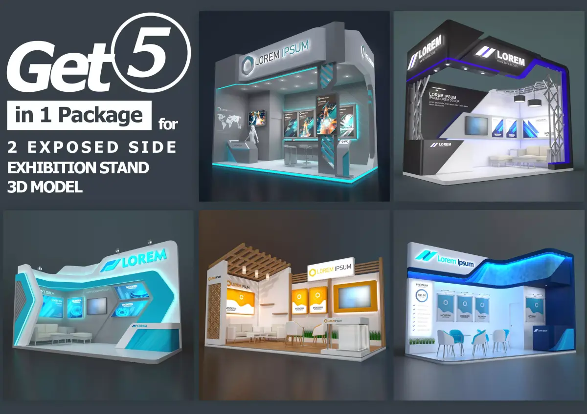 EXHIBITION STAND PACKAGE 01 3D Model Collection
