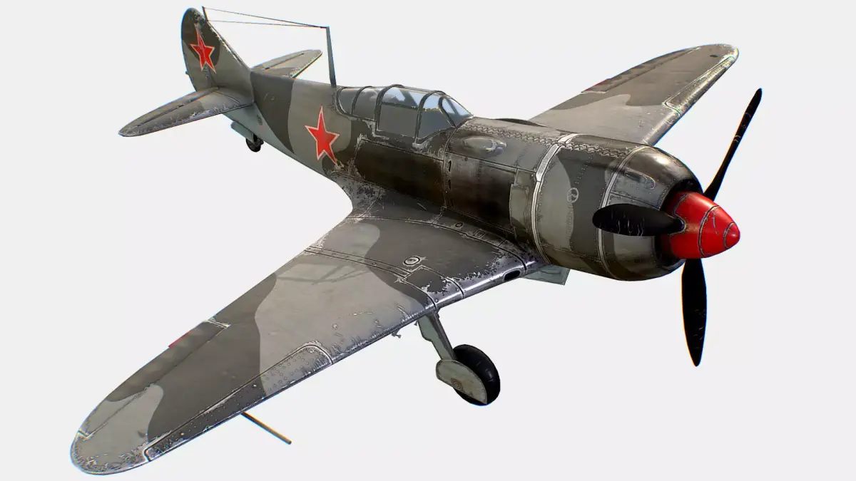 Russian Soviet fighter aircraft Lavochkin La-7 Low-poly 3D model