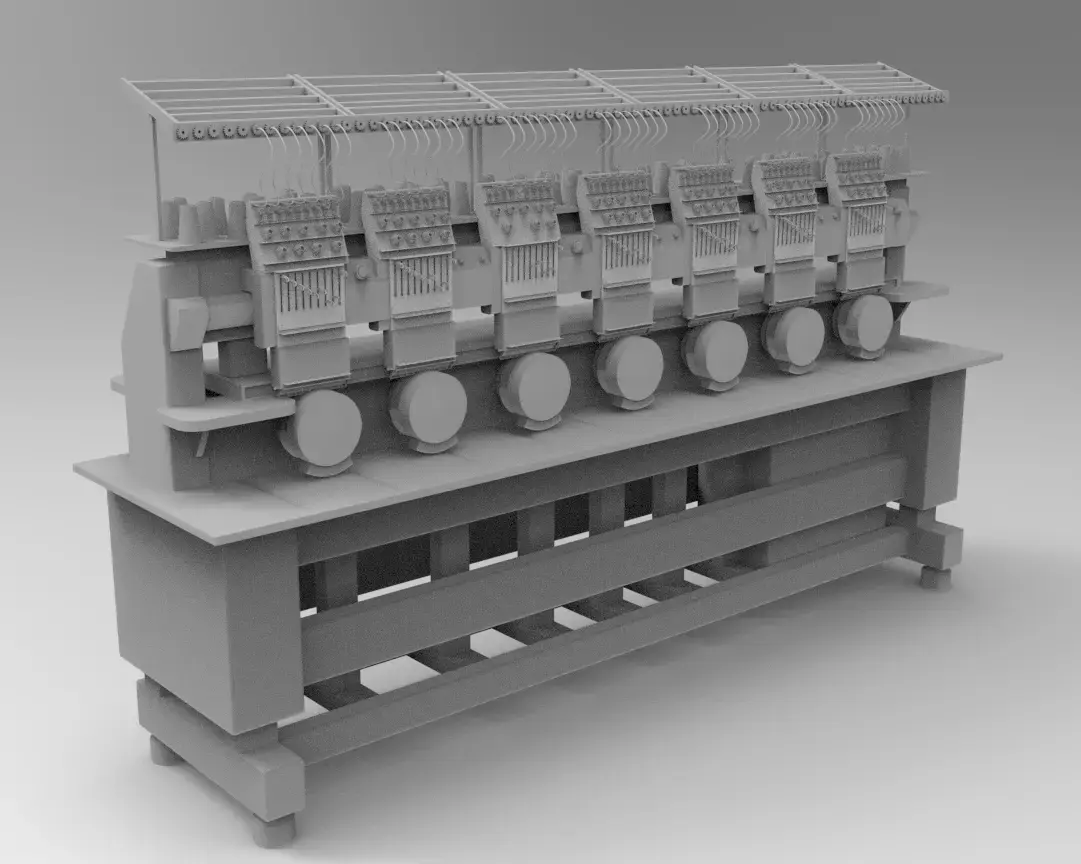 embroidery  machine 3d model Low-poly 3D model