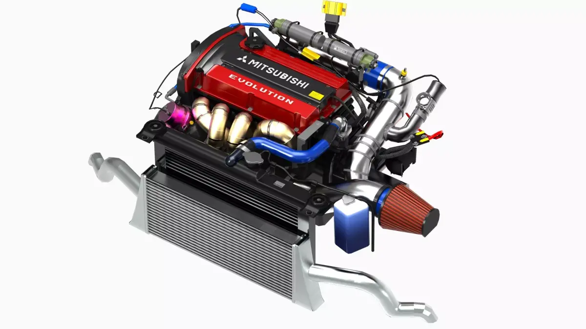 4G63T Evolution Inline 4 Engine Low-poly 3D model