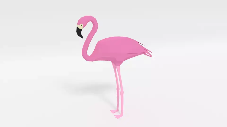 Low Poly Cartoon Flamingo Low-poly 3D model