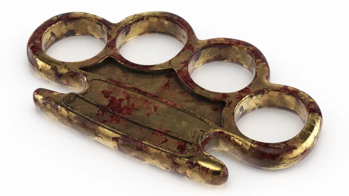 Vintage Heavy Brass Knuckles with Blood Traces 3D model