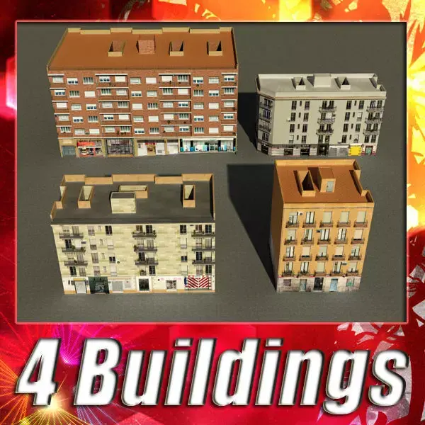 Building Collection 97-100 Low-poly 3D model