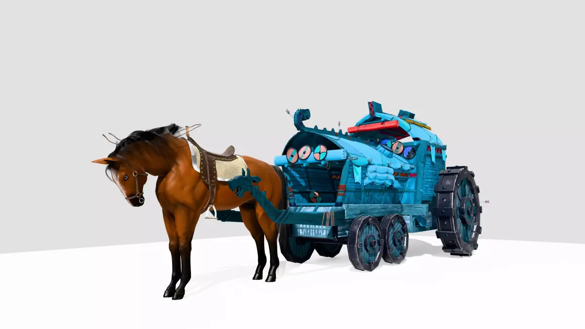 Fantasy Viking Wagon with Rigged Horse Game-Ready Low-poly 3D model purchase