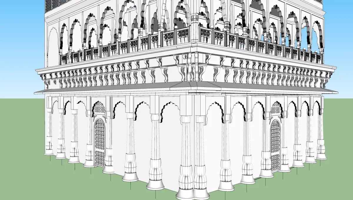 indian jodhpuri stone ghanta ghar sumer gate 3d modal 3D model