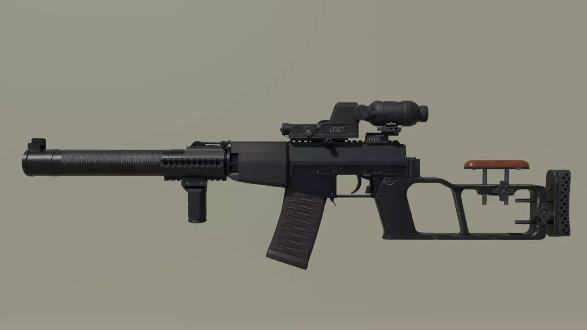 VSS Vintorez Suppresed Tactical Sniper Rifle Low-poly 3D model