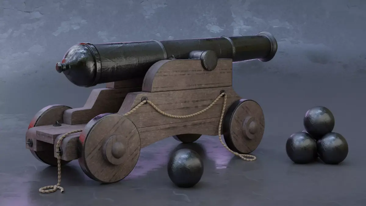 Cannon 3D Model Blender Low-poly 3D model