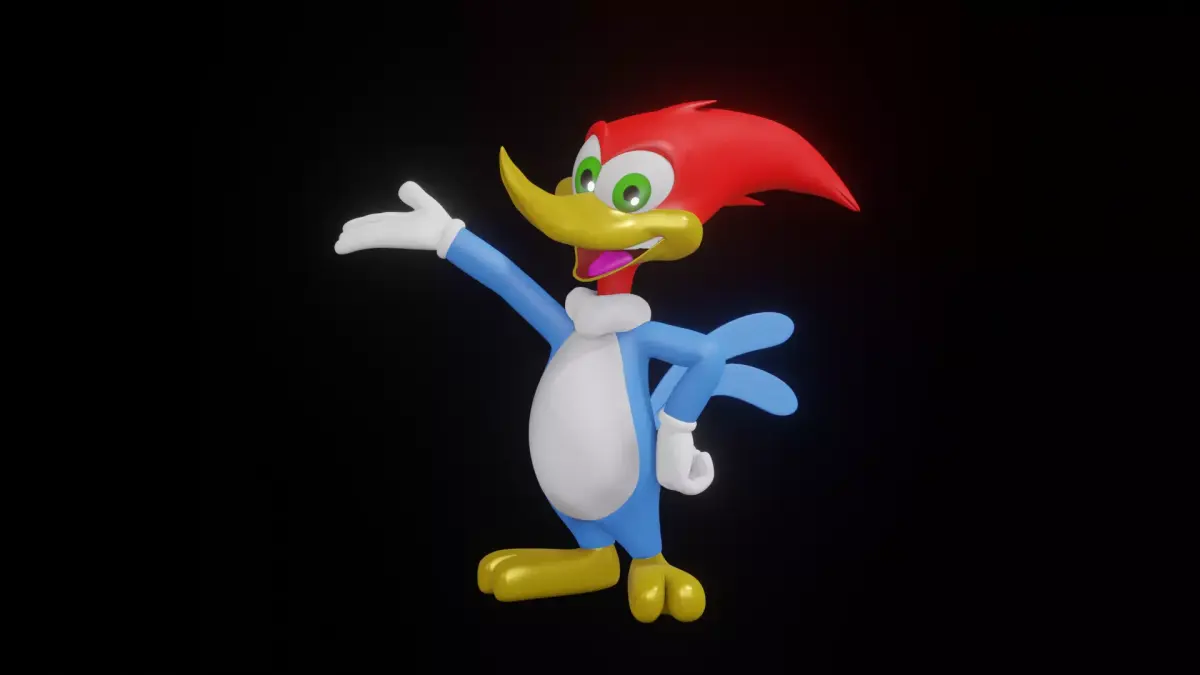 Woody Woodpecker Low-poly 3D model